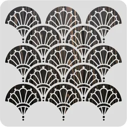 12x12inch Plastic Large Modern Art Deco Stencils, Geometric Floral Pattern Painting Stencils for Walls Furniture Floors
