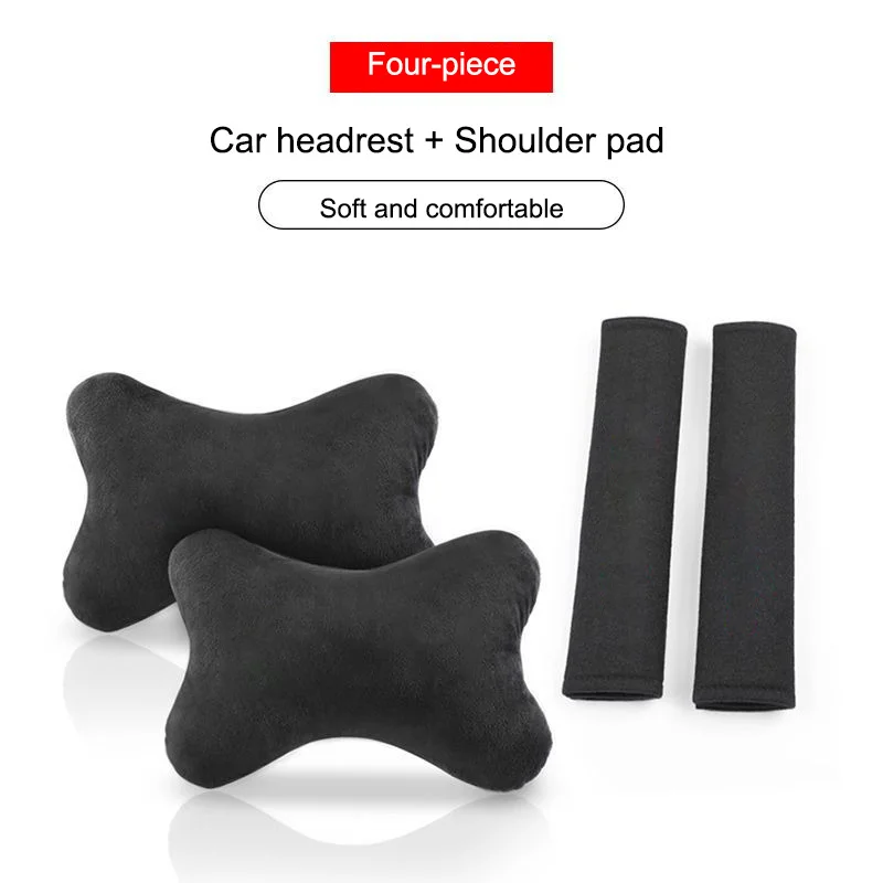 Suede Car Neck Pillow Headrest Universal Car Seat Headrest Comfortable Pillow Seat Belt Protection Cover Auto Interior Accessory