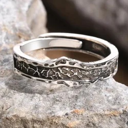 Vnox Retro Wedding Rings for Men,Vintage Silver Color Metal Finger Bands Resizable,Valentine's Father's Day Birthday Party Gift