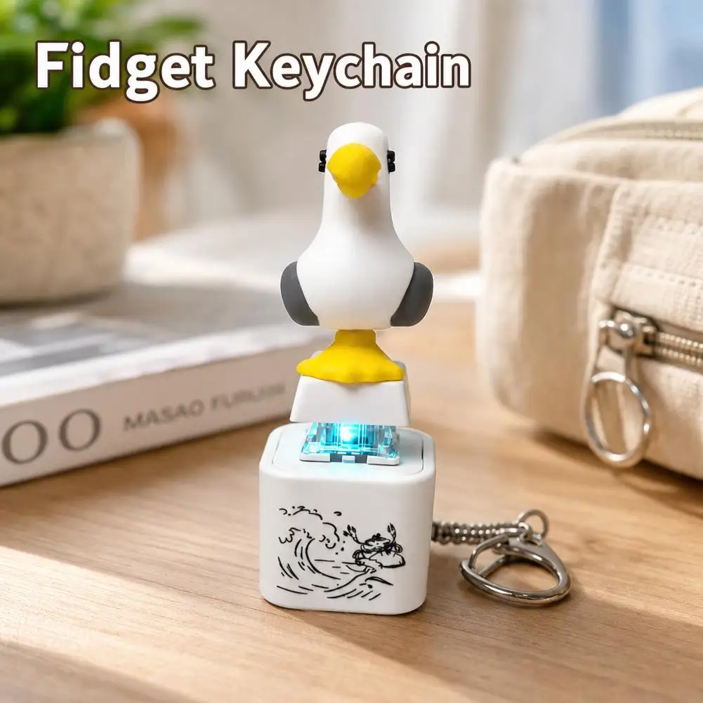 Funny Seagull Keychain Sound Light Press Button Stress Relief Fidget Toy Cute Bag Pendant Novelty Gifts For Kids Adults