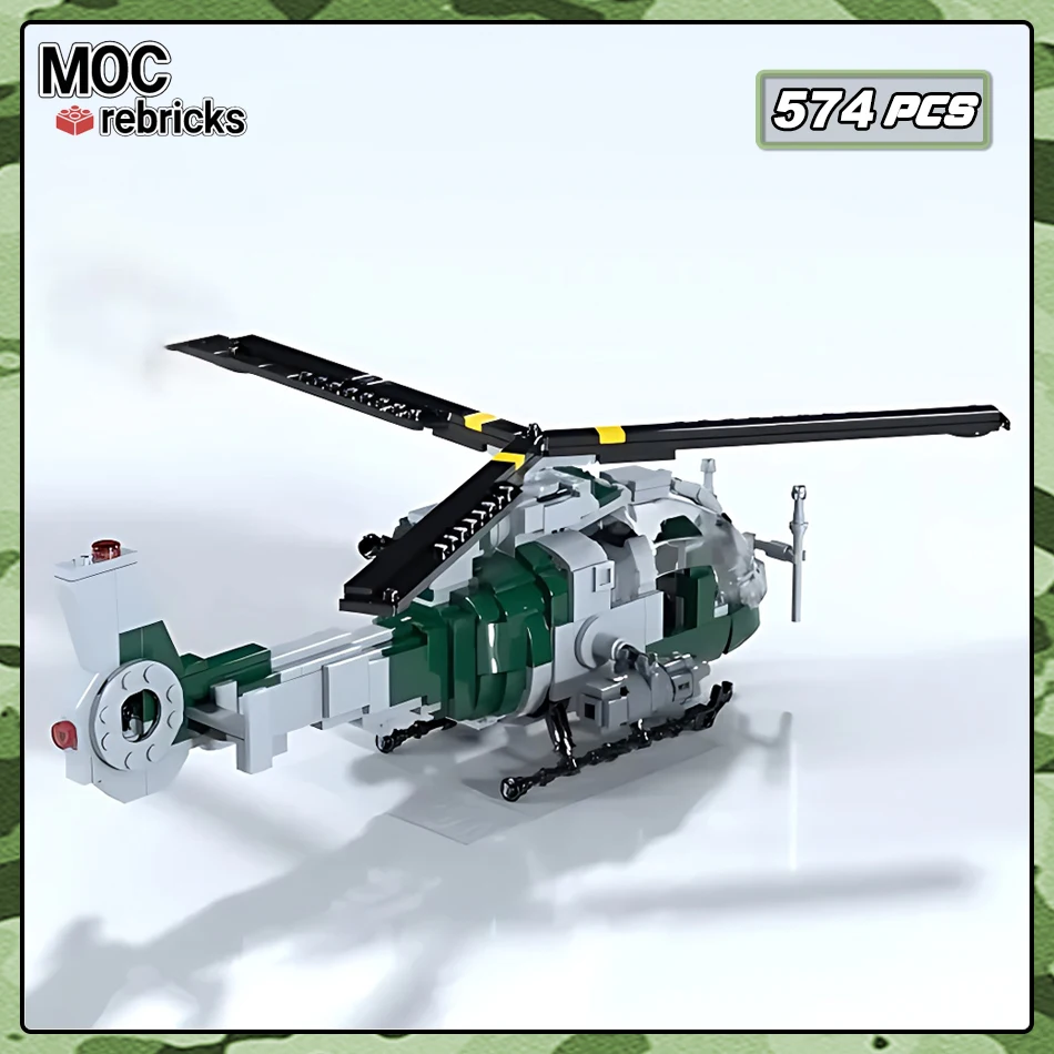 Westland Gazelle Light Transport Plane MOC Building Blocks Model Air Force Battle Weapon Bricks Creative Toys Children's Gifts