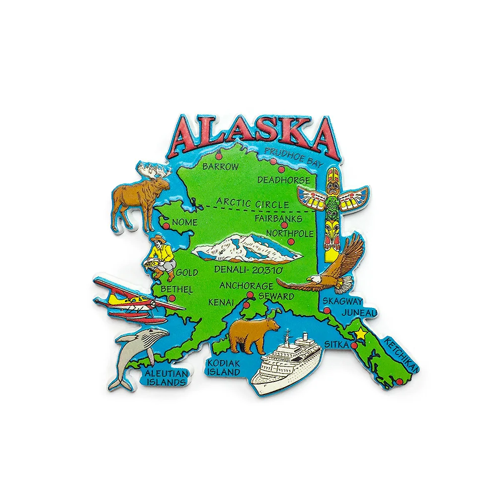 

‌Alaska 3D Resin Refrigerator Magnet Multi-Scenic Decorative Tile Travel Souvenir‌