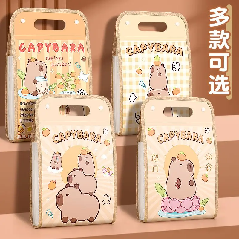 Capivara pasta portátil estudante saco de armazenamento de papel a4 pastas expansíveis dos desenhos animados anime pasta para documentos porta