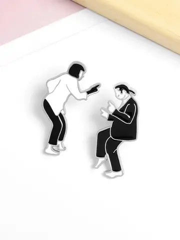 Pin Club | Creative Couple Brooch Let’s Dance White Custom Enamel Lapel Badge Jewelry Gifts Backpack Clothes Metal Accessories