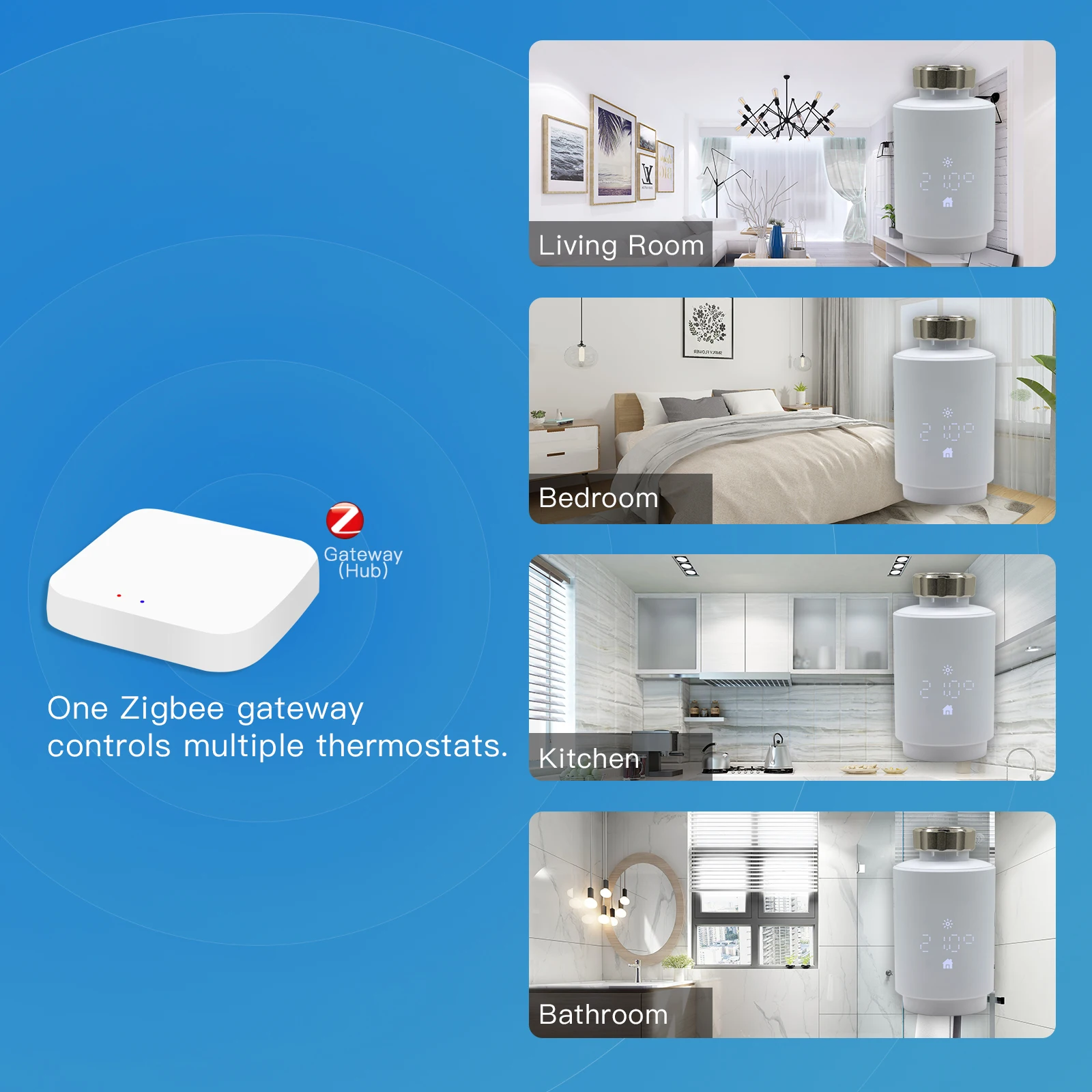 BSEED Zigbee Smart Thermostatic Radiator Valve Thermostat Temperature Controller Support Smart Life Tuya App Alexa Voice Control