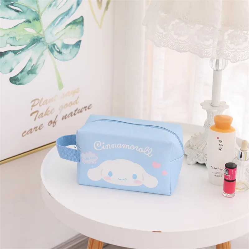 Hello Kitty Cartoon Cosmetic Bag Portable PU Pouch Wash Case Sanrio Cinnamoroll Student Storage Bag Makeup Case Travel Organizer