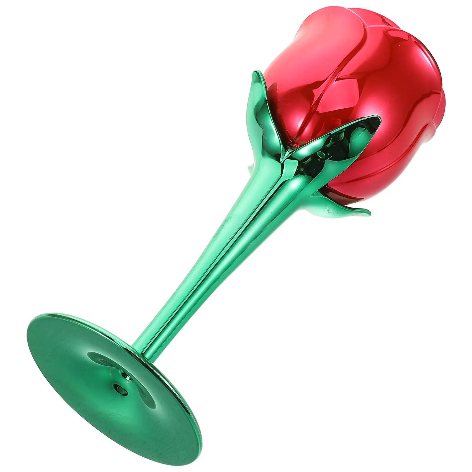 Plastic Rose Wine Glass 175 Ml Electroplated Shiny Stem Glass Floral Design Reusable for Wedding Cocktail Party Holiday