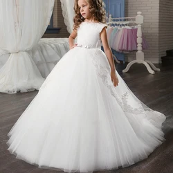 PLBBFZ Summer Girls Dress White Kids Christmas Clothes Children Long Princess Party Wedding Evening Clothing 10 12 Y Vestidos