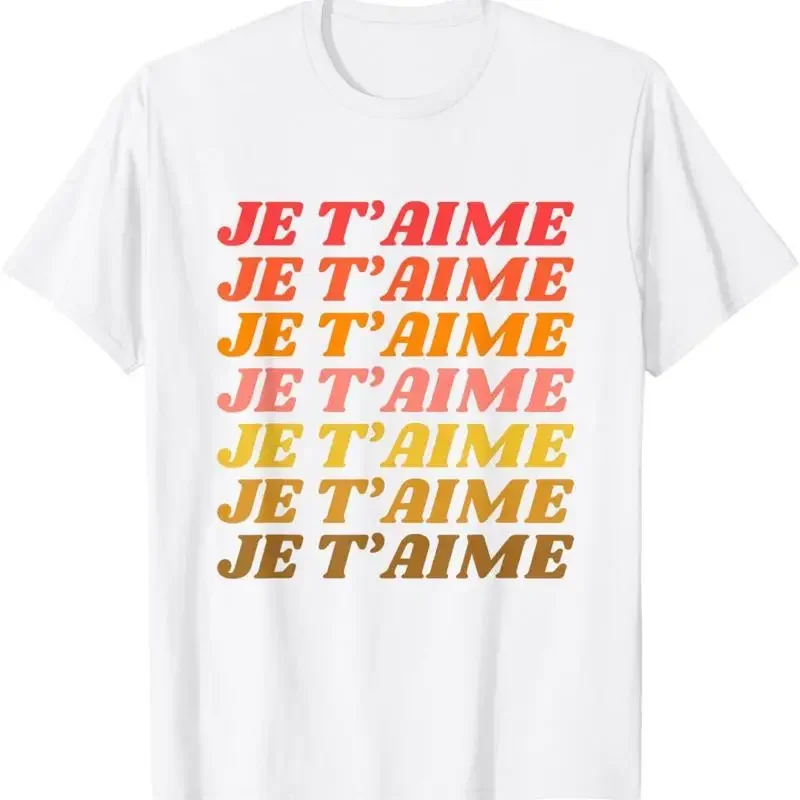 Je T'aime Retro I Love You French Language Typography T Shirt