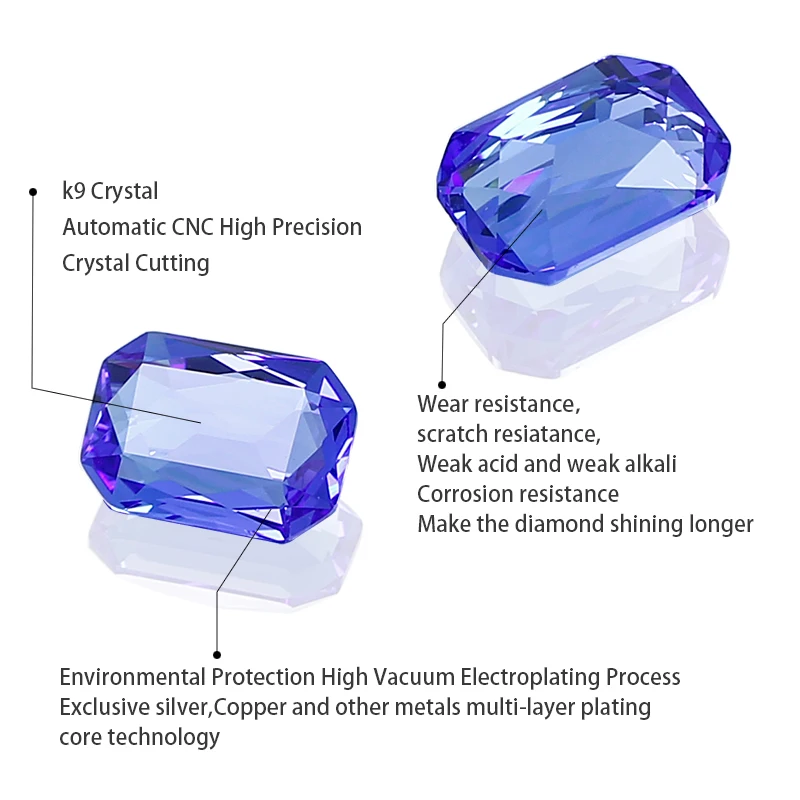 10x14mm Rectangular Octagon Transparent Nail Crystal Decoration for women\'s Clothing and Beads for Needlework DIY