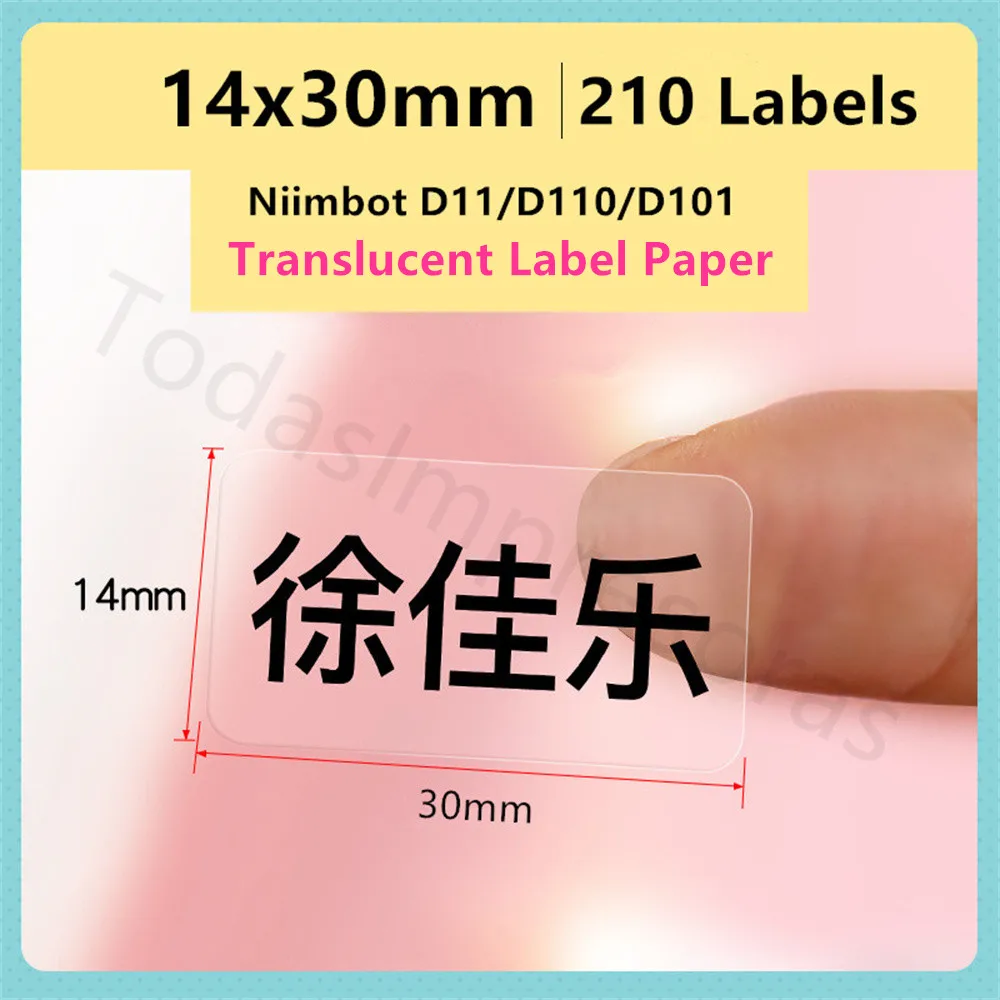 Niimbot 9 Rolls Translucent Label Paper for D101 D11 D110 Printer Adhesive Sticker Semi Transparent Marking Label Etiqueta Papel