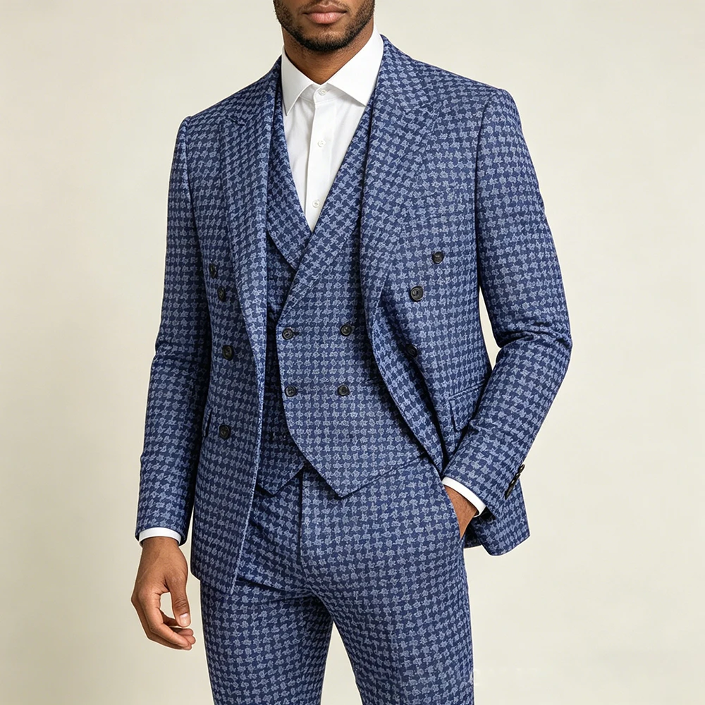 

Luxury Vintage Men's Suits High Quality Single Breasted Peak Lapel Blazer Formal Event Wedding 3 Piece Jacket Pants Vest Sets