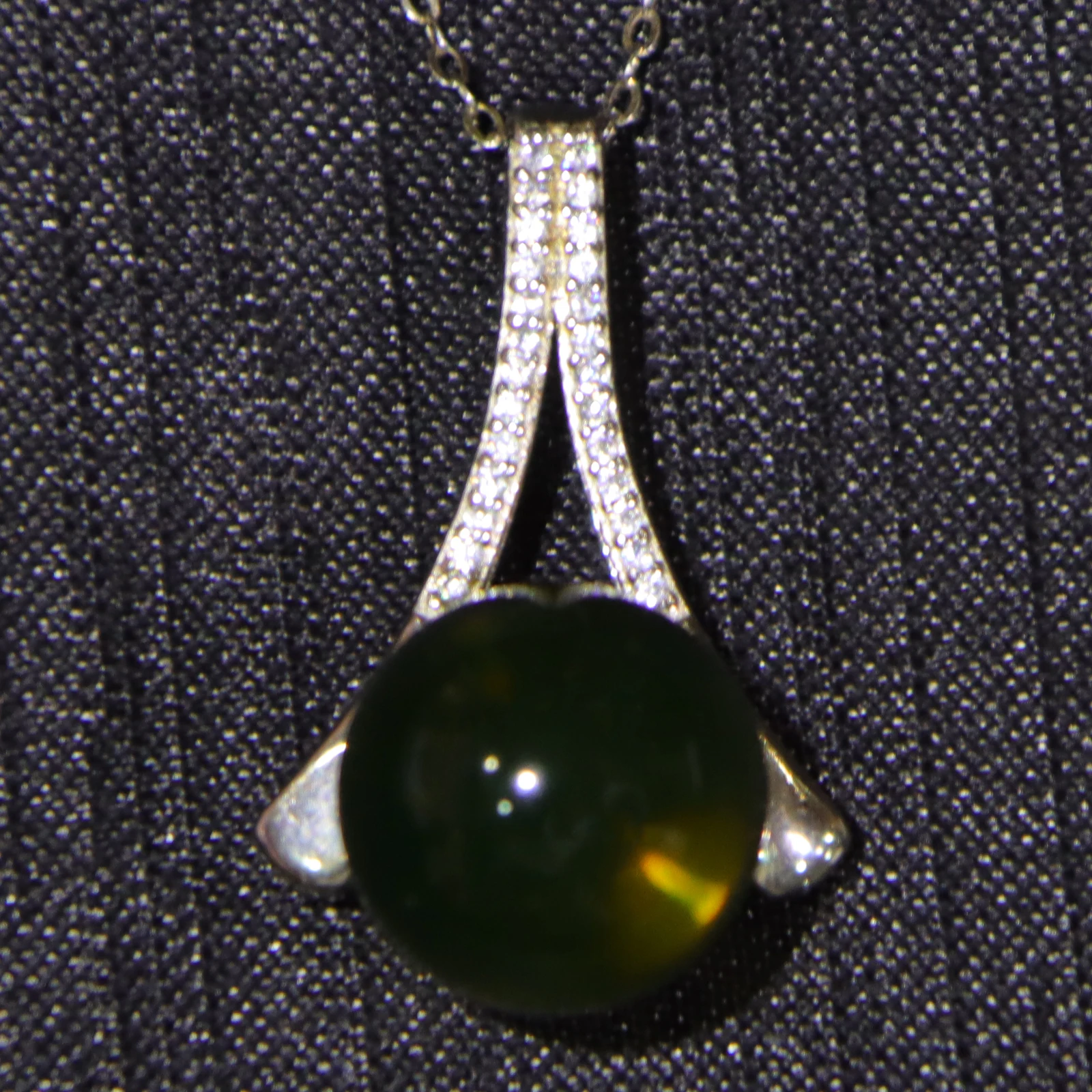 Natural Mexican Blue Amber Pendant 12mm Round Bead Solid 925 Sterling Silver Bail Necklace Jewelry