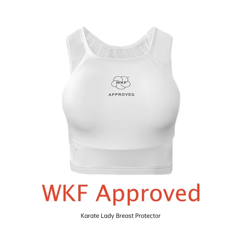 Imagen 2 del producto Protector de pecho para mujer aprobado por WKF, chaleco blanco con carcasa dura, Protector de competición de artes marciales MMA Muay Thai