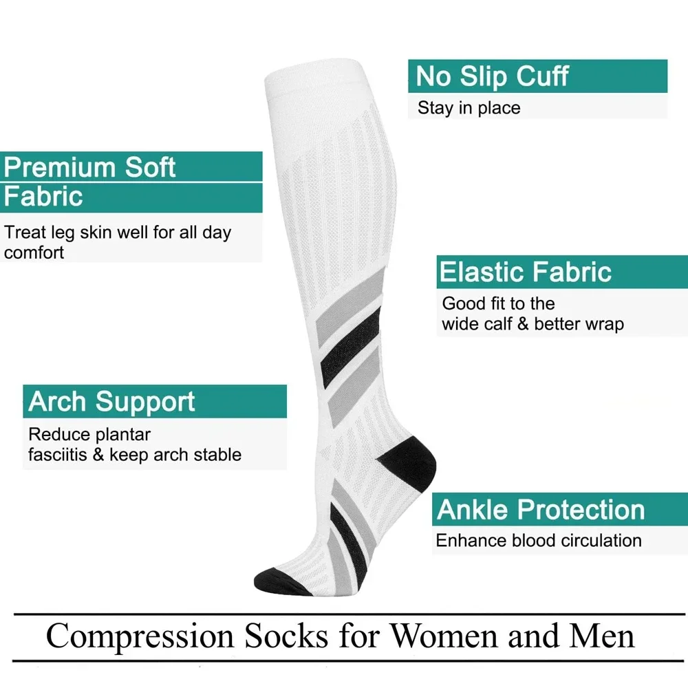 1Pair Compression Socks for Men & Women 20-30 mmHg - Knee High -Best Support for Athletic,Sports,Travel,Running,Flight Nurses