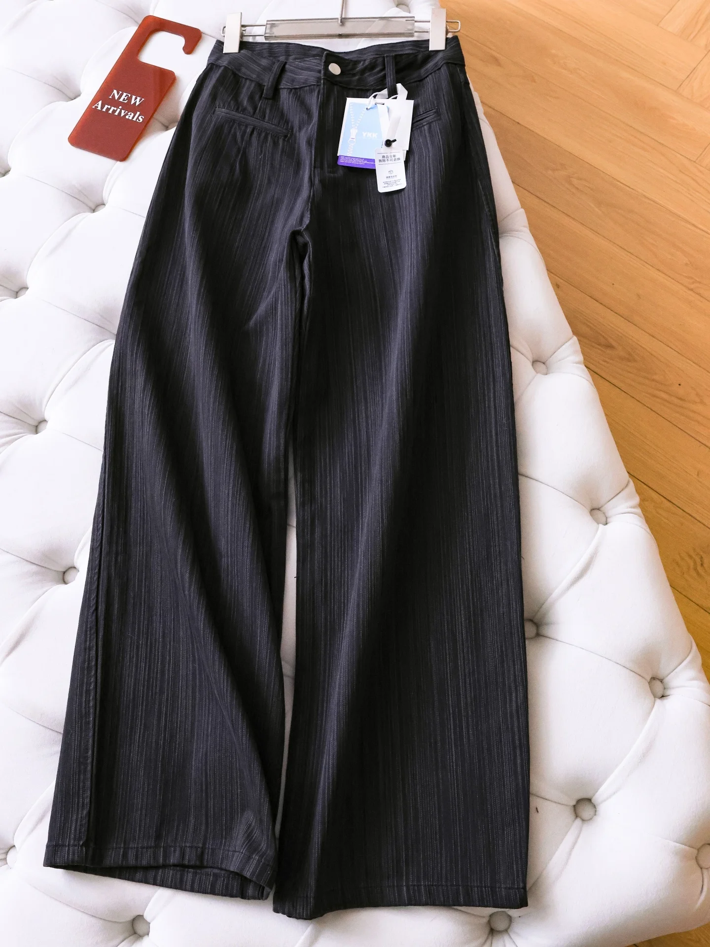 

High Waist Straight Leg Loose Fit Black Denim Pants Women's Casual Floor Length Drapey Wide Leg Jeans Q389
