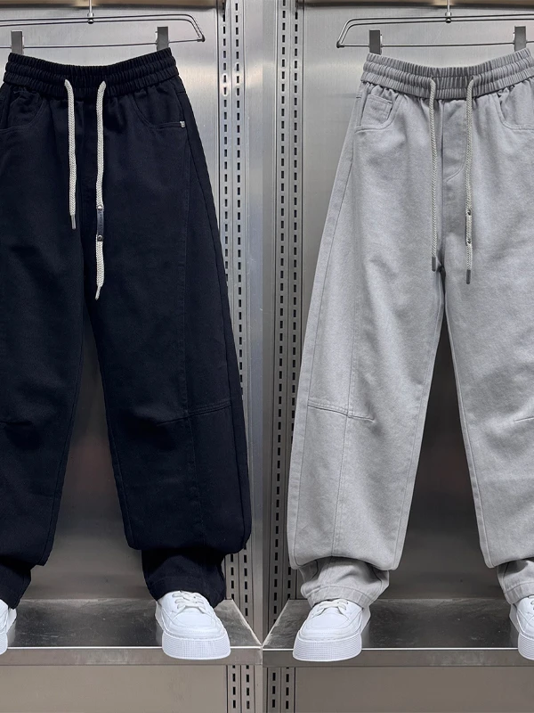 

Весна 2026, мужские свободные прямые повседневные брюки, широкие повседневные брюки, модные брендовые брюки с низкой талией