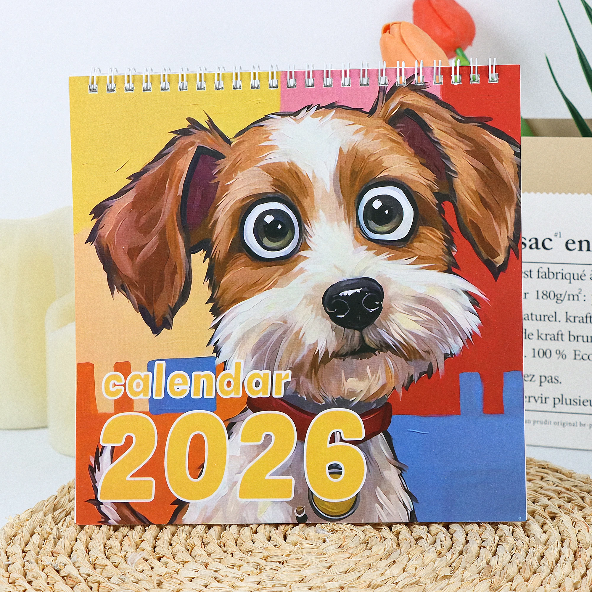 

2026 Desk Calendar Planner - Cute Brown Puppy, Monthly & Daily Organizer, for Pet Lovers, Home, Office, Birthday, Christmas, New