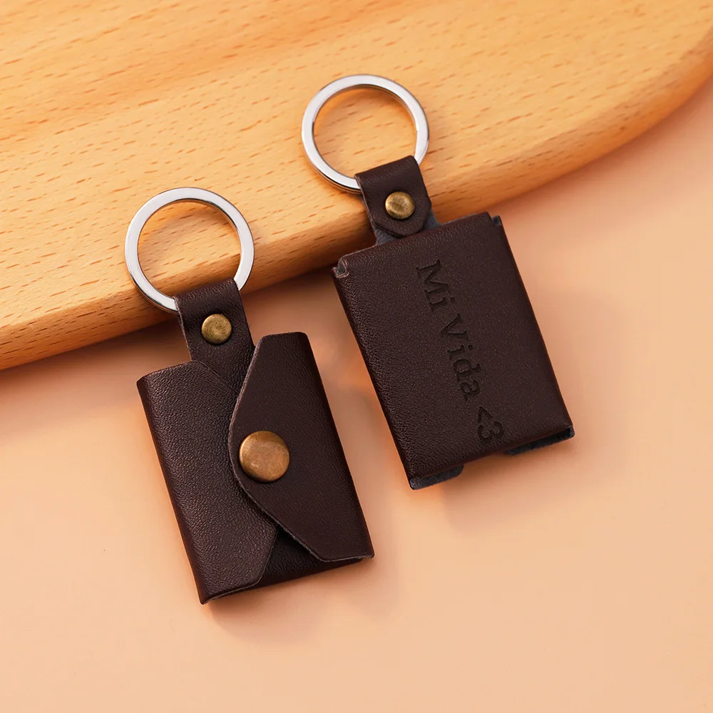 Leather Keychain Photo UV Color Printing KeyChain Personalized Photo Printing Jewelry Gift Stainless Steel Custom Keychains