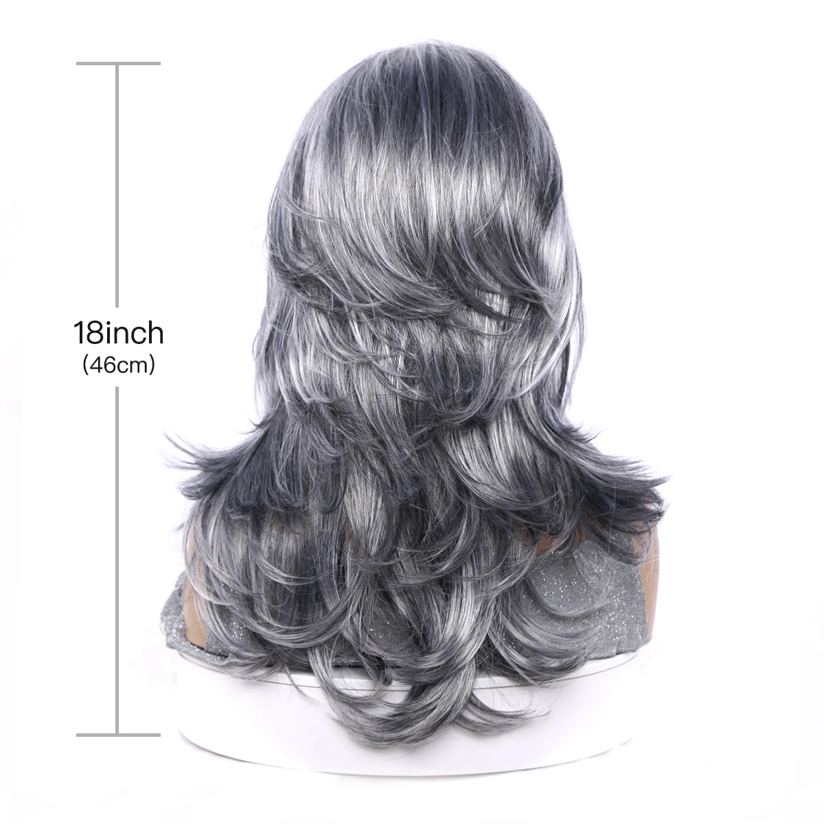 Short Natural Wavy Silver Gray Synthetic Wigs for America Africa Women Cosplay  Daily Party Heat Resistant Fiber