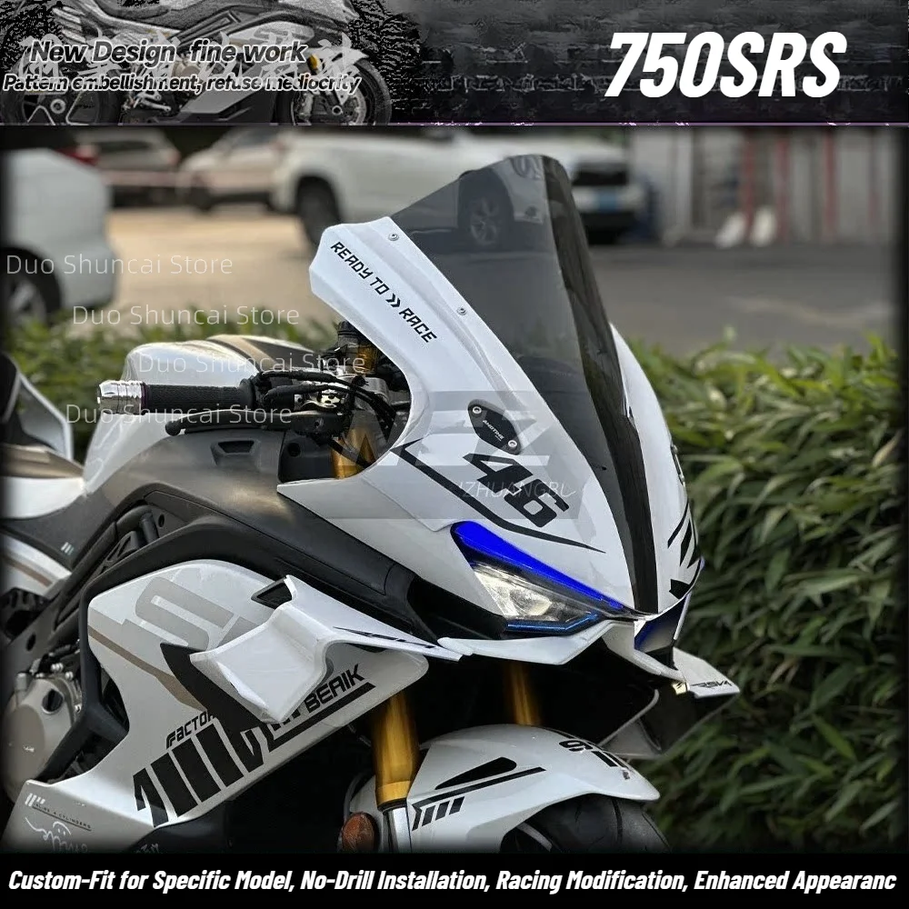 For CFMOTO 750SR 750SR-S Motorcycle Modified Integrated GP Winglet, Racing Rear Cowl, Heightened Windscreen & Seat,Rearsets