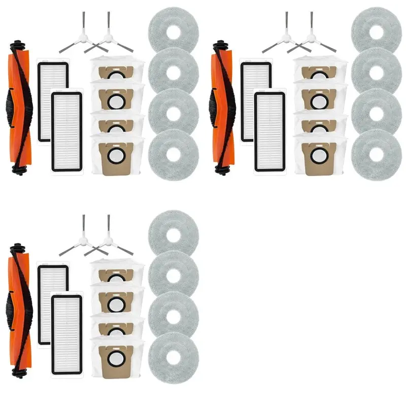 

F-T 3 комплекта для робота-пылесоса Xiaomi X20 Plus/X20 + аксессуары для робота-пылесоса, сумки, фильтр Hepa, ткань для швабры, основная боковая щетка, детали