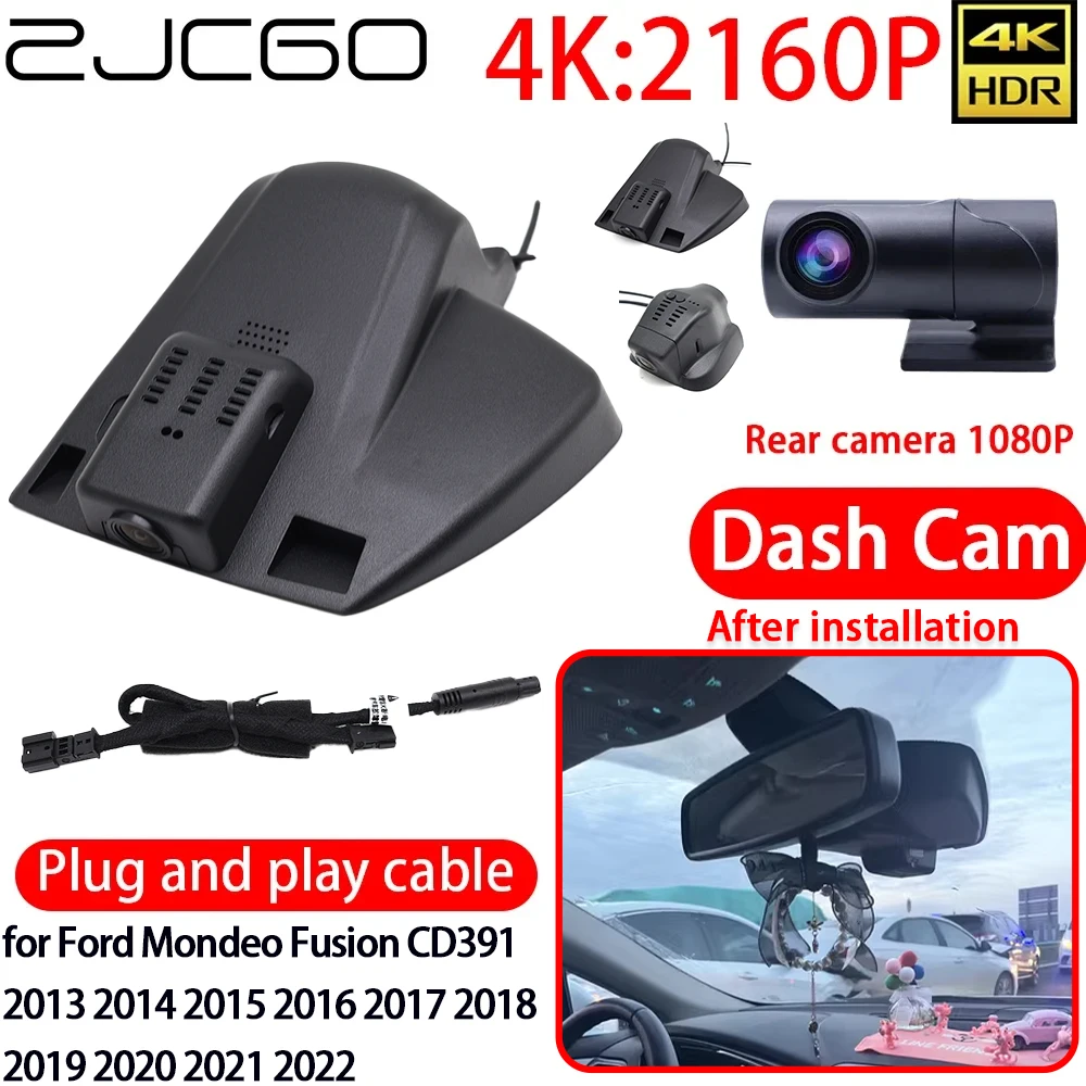 

4K Car DVR Dash Cam Wifi Front Rear Camera 24h for Ford Mondeo Fusion CD391 2013 2014 2015 2016 2017 2018 2019 2020 2021 2022