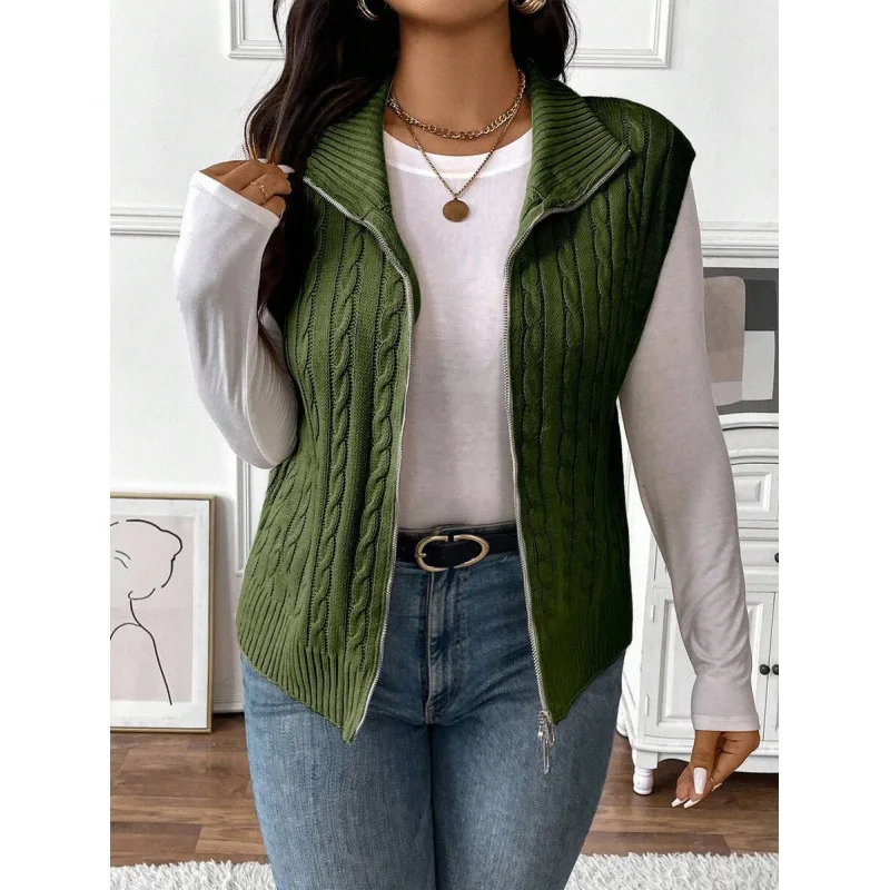 

Cable Knit Vest with Button Flower Design Women's Fashion Inner Wear Cross-Border Knitted Tank Top Regular Length Other Mater...