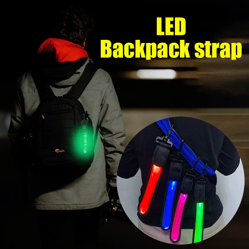 LED Backpack Light For Bike Cycling Night Running Safe Warning Flashing Pendant w/ Adjustable Strap Sports Glowing Bicycle Light