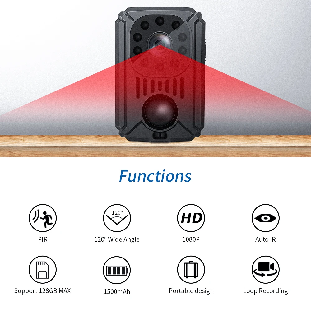 MD31 Back Clip Photography DV Mini Body Camera  Smart Camera HD 1080P Recorder Motion Activated Small Nanny Cam for Car