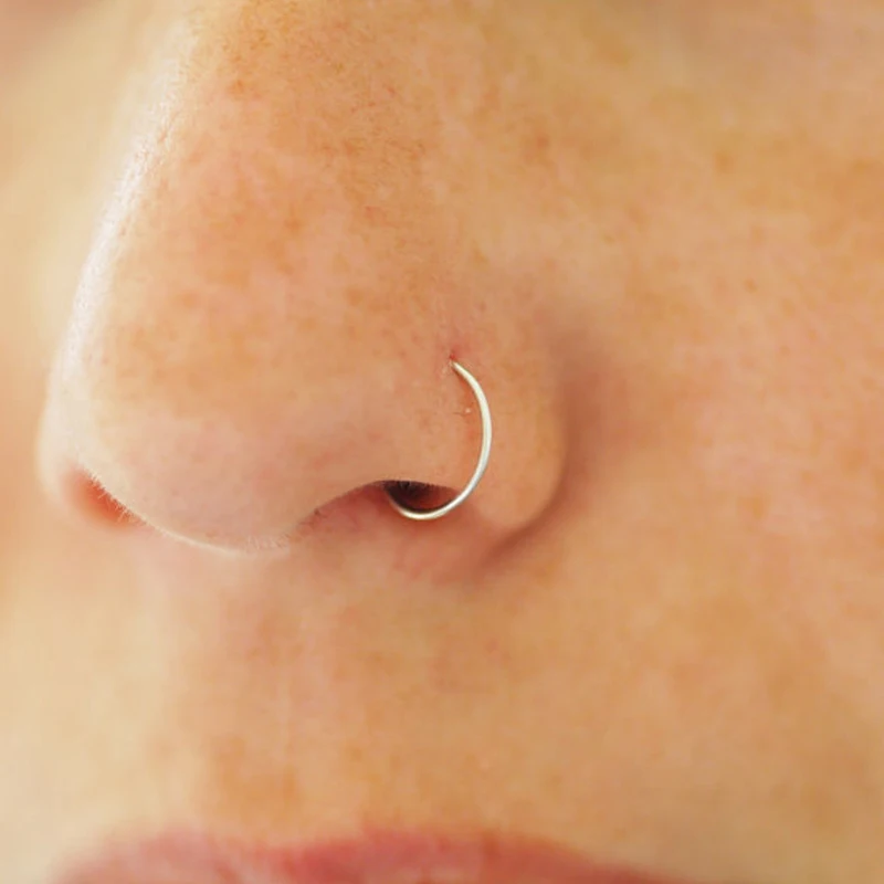 Nose Rings Hoop 6/8/10/12mm Hinged Clicker Segment Nose Rings Stud Ear Cartilage Ring Clips Stainless Steel Seamless Earrings