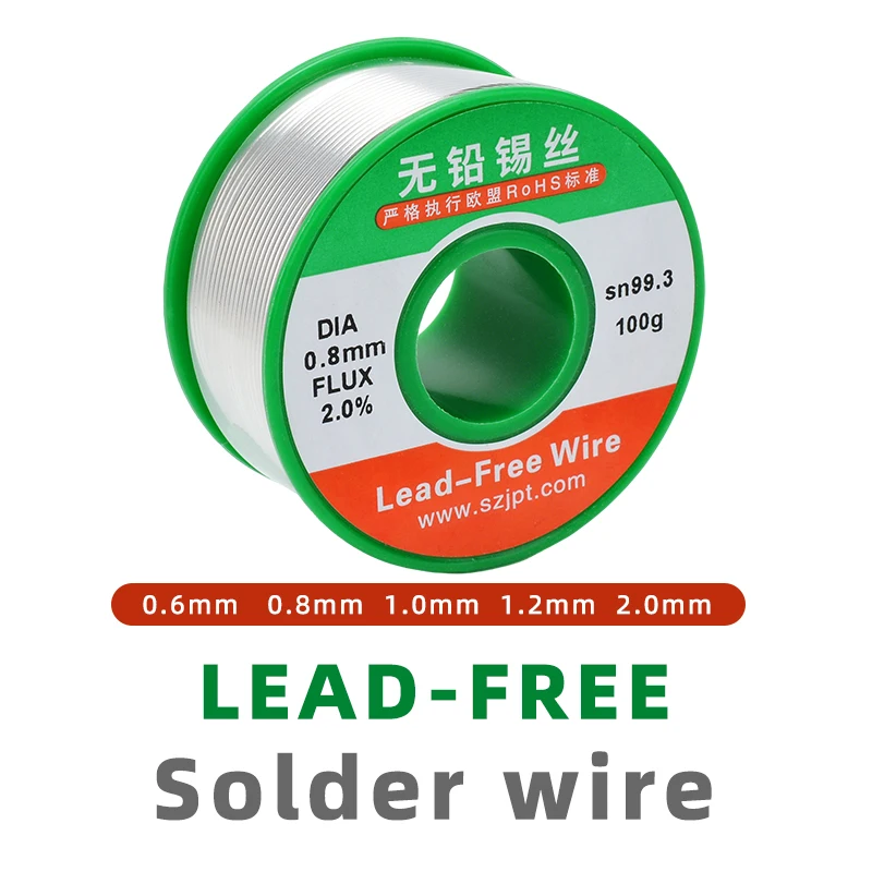 Lead-Free Solder Wire 0.6-2.0mm 100g High Purity Environmentally Friendly Tin Wire for  RepairPCB Soldering Low Melting Tin99.3%