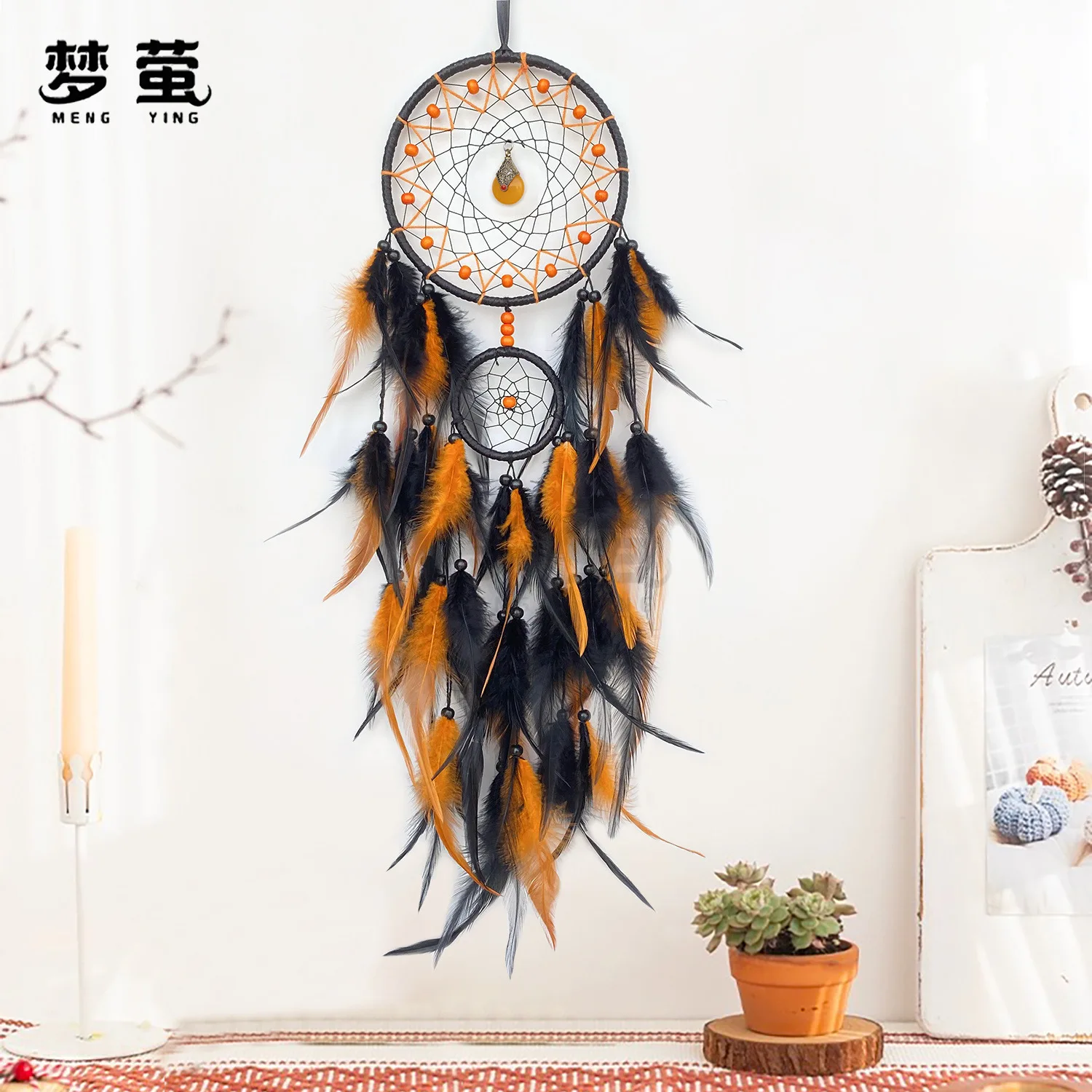 YFY light luxury dream catcher feather pendant handwoven wind chimes living room wall decoration pendant