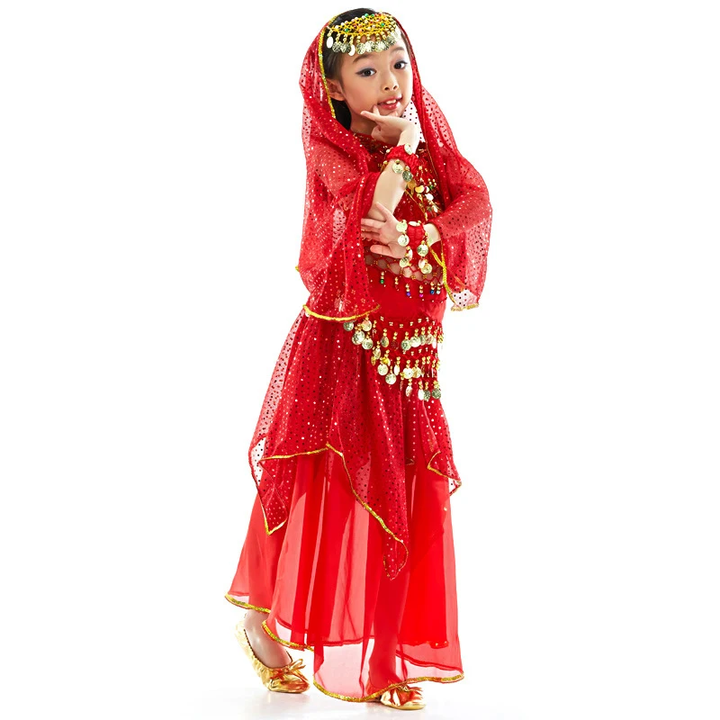 

3/5pcs Bollywood Oriental Belly Dance Costumes Set Professional Girls Kids Dancewear Clothes Indian Dress Practice Suit Clothing