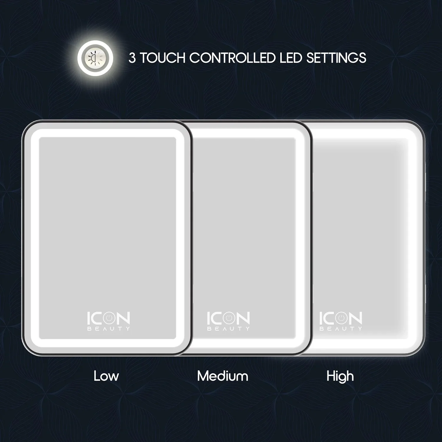 Compact mini fridge with touch control LED lights and standard door