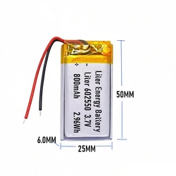 best battery brand 3.7V lithium polymer battery 602550 800MAH GPS navigator wireless headset speaker point reading machine