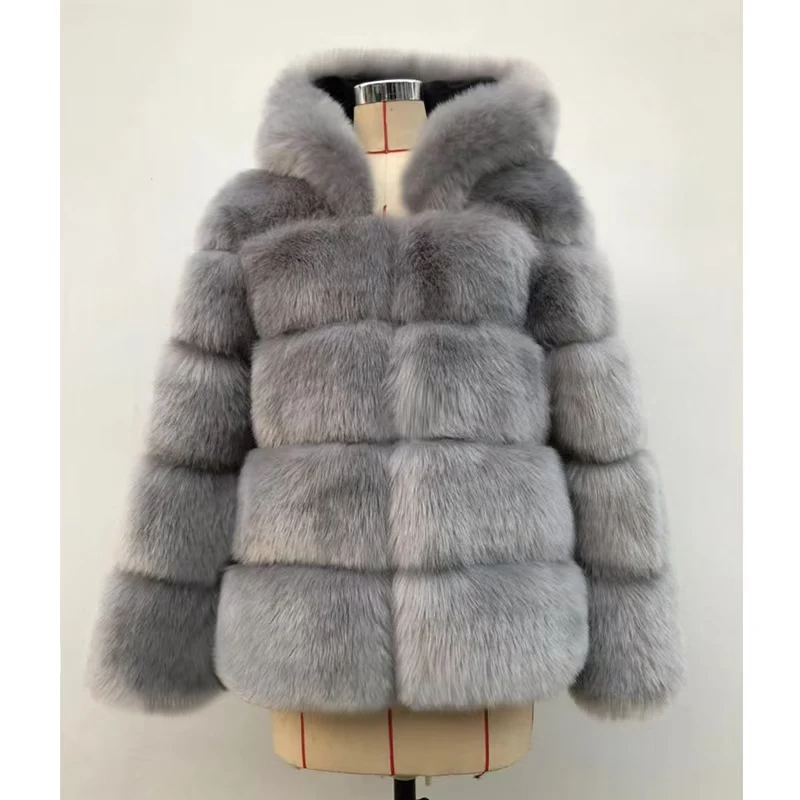 Street fashion luxury faux fur coat winter 2023 spicy cool girl fluffy cropped fur faux fox jacket