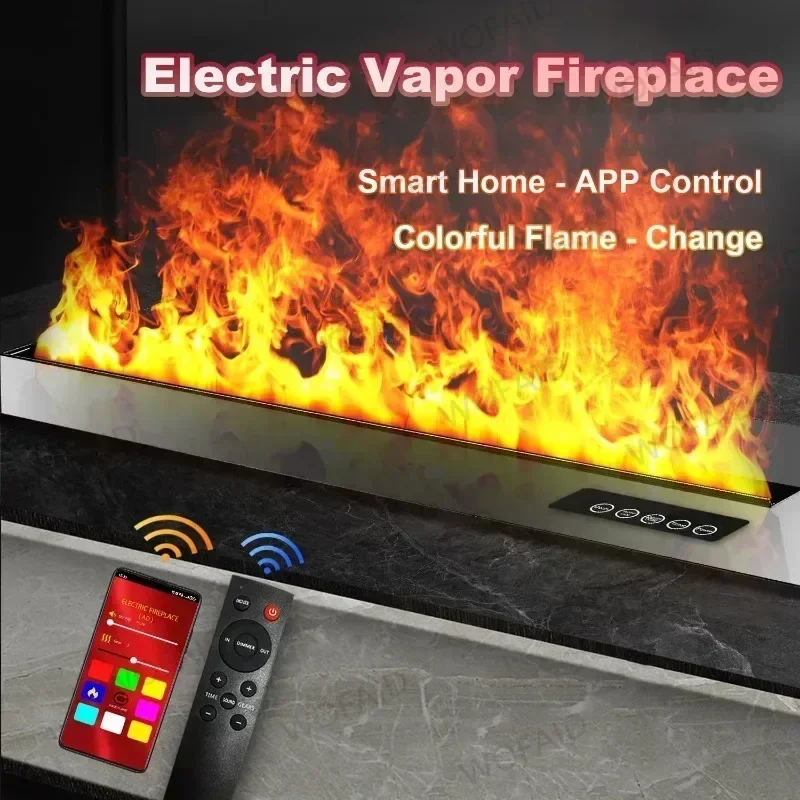 Electric Water Vapor Fireplace Smart Home App Remote Color Flames Steam Fireplace  Automatic Water Control Connected Fireplace