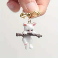 Cute Japanese Hugging Branch Kitten Cartoon Brooch 3 Brooch Badge Men and Women Backpack Decoration