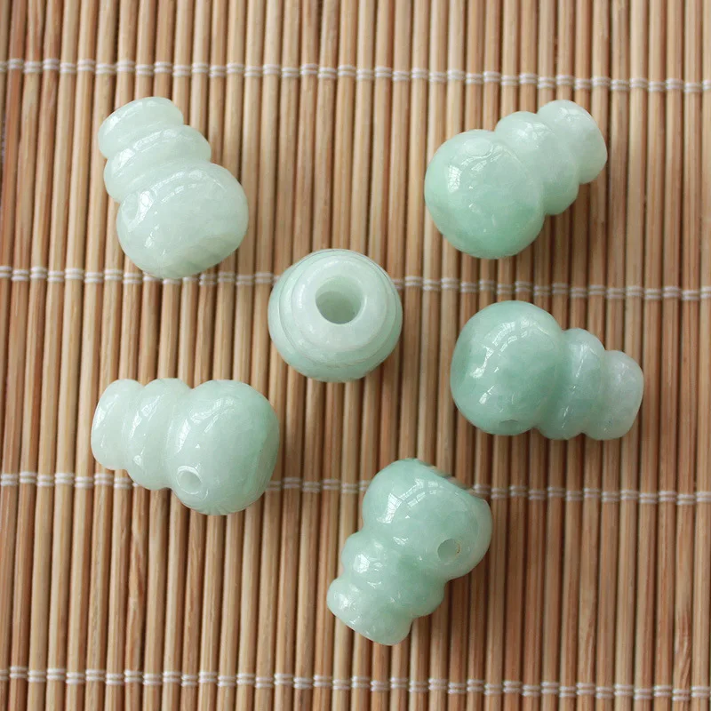 

Natural Myanmar jadeite handcarved gourd DIY 100% real jade bracelets necklace jade accessories septa scattered beads