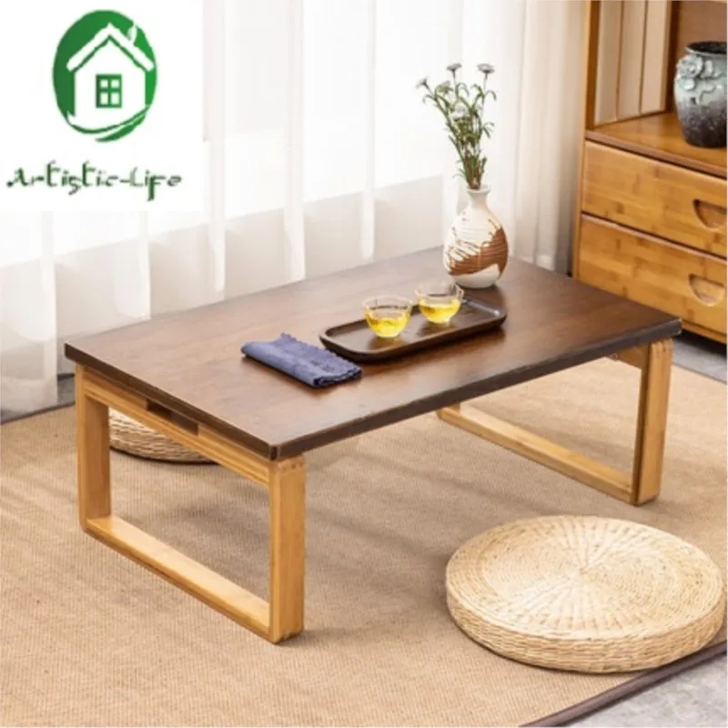 ArtisticLife Bamboo Bay Window Table Japanese Tatami Small Table Solid Wood Foldable Table Free Shipping