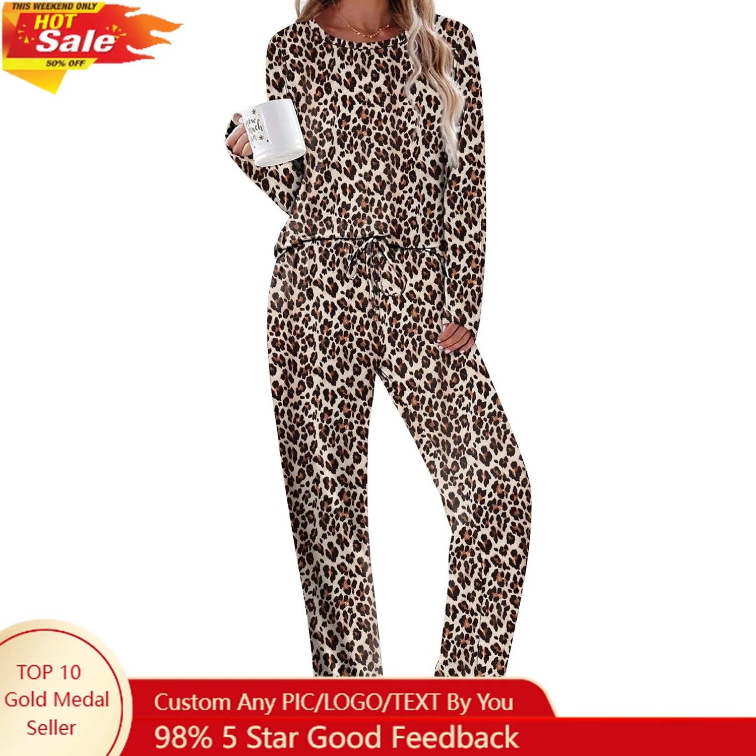 

Ekouaer Womens Pajama Sets 2 Piece Sleepwear Fall Pajamas Soft Long Sleeve Pjs Comfy Loungewear S-XXL