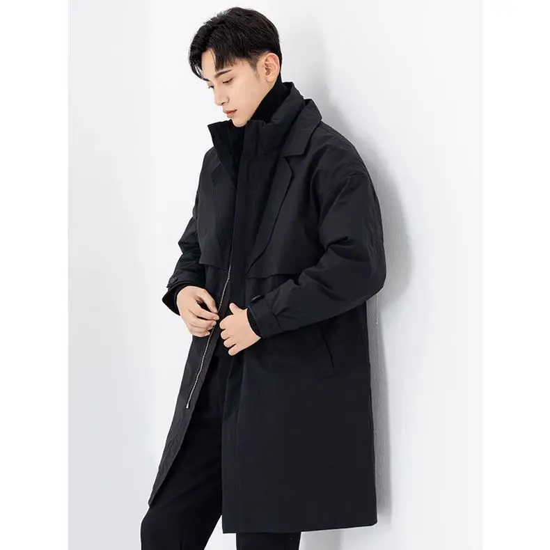 

Мужские плащи с капюшоном, водонепроницаемые, удлиненные, в корейском стиле, для пляжа, для осенне-зимнего сезона, повседневные, легкие, BF