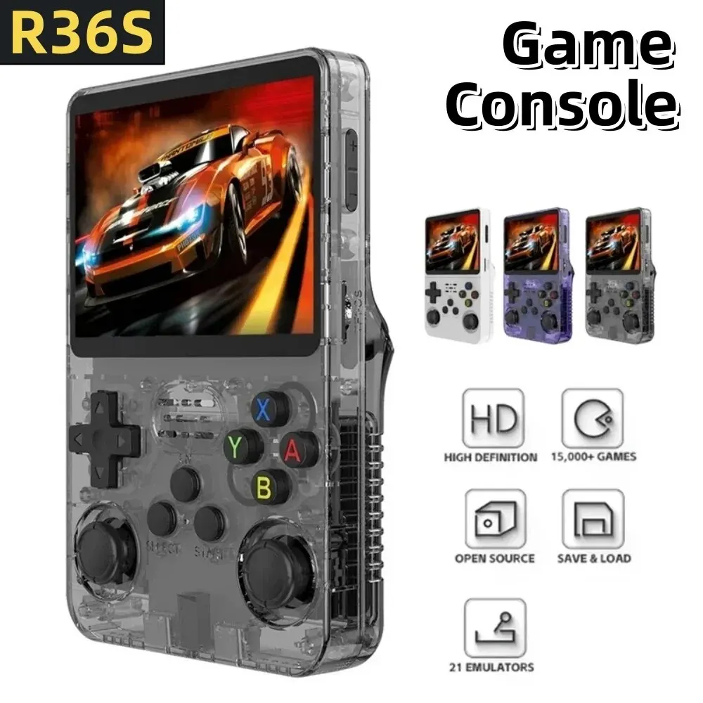R36S Retro Handheld Video Game Console Open Source Linux System 3.5 Inch IPS Screen Portable Pocket Video Player 64GB Games