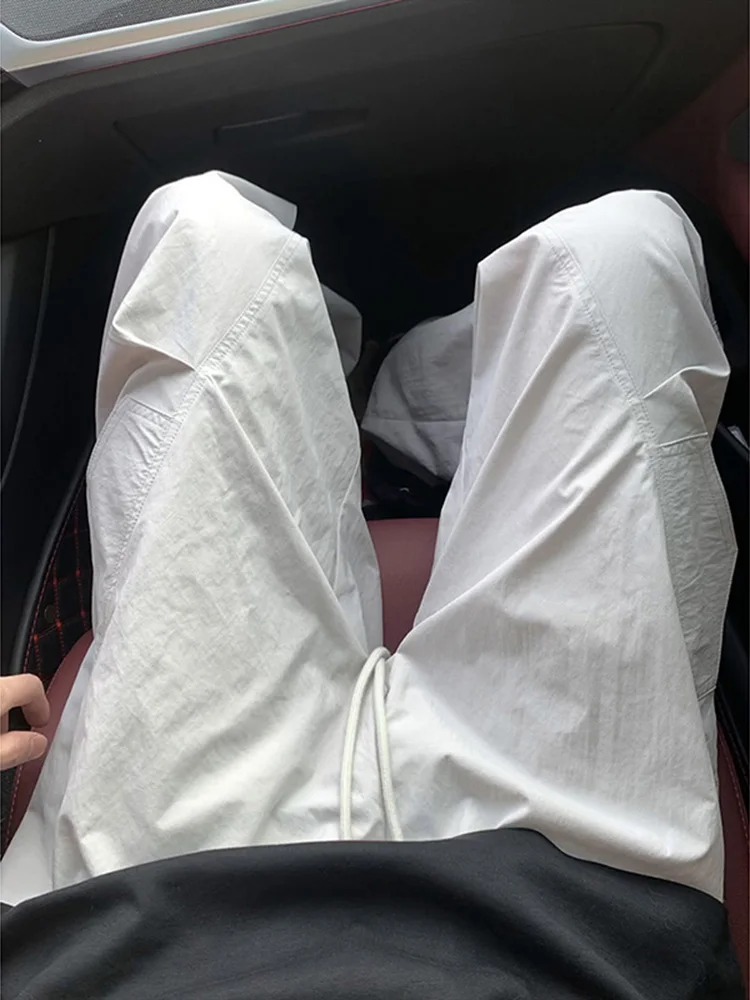 

Ice Silk Straight Leg Casual Pants Men's Summer Design Sensation Pleated Paratrooper Loose Fit American Casual Long Trousers