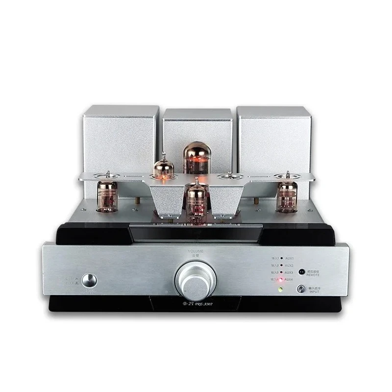 W-010 B-2T Vacuum Tube Preamp Pre-Amplifier Preamplifier with Remote Control 5AR4 EL84 12AX7 12AU7 Compatible AC110~220V