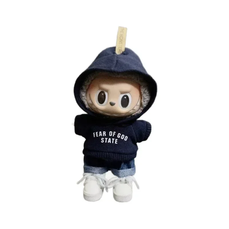 Labubu Doll Printed Sweater Set Clothes Only 17cm Pendant Blind Box Labubu Baby Clothes Keychain