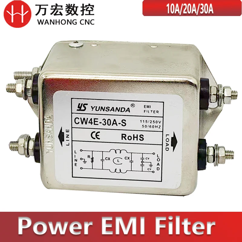 

Power EMI Filter 10A 20A 30A 220V AC 50/60HZ Power Filter Single-Phase AC EMI Filter