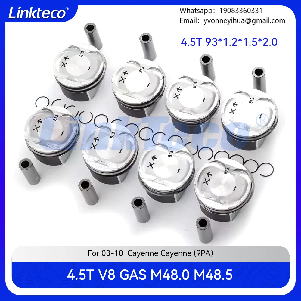 

Engine Part 8pcs Piston & Piston Ring Set Fit 4.5 T L Gas M48.00 M48.50 For 03-10 Porsche Cayenne 955 9PA S Turbo 4.5L 4.5T V8