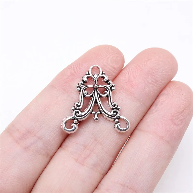 20pcs 21x21mm Antique Silver Color Flower Butterfly Style Connector Charm Pendant For Jewelry Making DIY Jewelry Findings